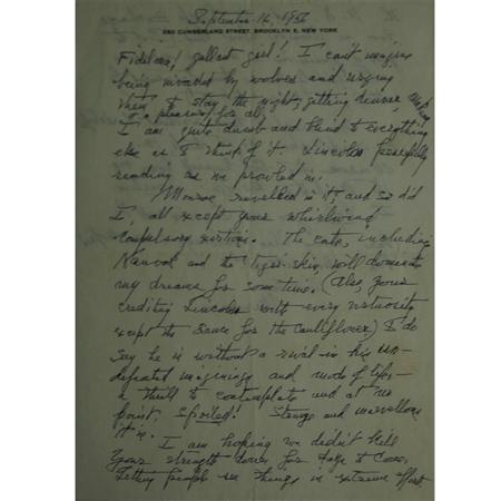 Appraisal: MOORE MARIANNE Autograph letter signed addressed to Fidelma Kirstein Estimate