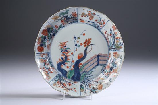 Appraisal: CHINESE IMARI PORCELAIN PLATE Kangxi period Lotus petal-form cavetto with