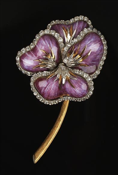 Appraisal: An early th century enamel and diamond pansy brooch the