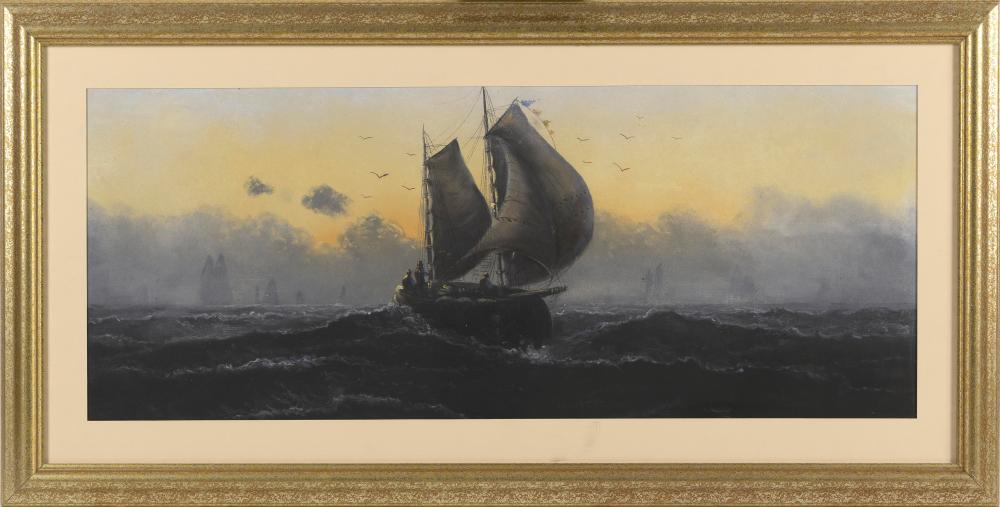 Appraisal: ATTRIBUTED TO CLARENCE BRALEY MASSACHUSETTS EARLY TH CENTURY MOONLIT SEASCAPE