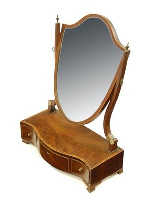 Appraisal: A late George III mahogany dressing table mirror inlaid stringing