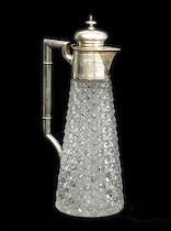 Appraisal: An English Sterling Silver And Bright Cut Glass Claret Ewer