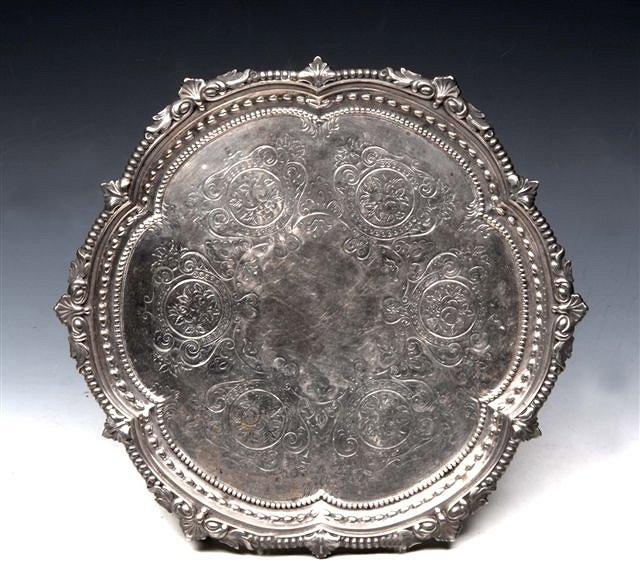 Appraisal: A VICTORIAN SILVER TRAY London makers mark Richard Martin Ebenezer