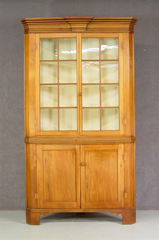 Appraisal: Southern Walnut Corner Cupboard Mid th Century Molded stepped cornice