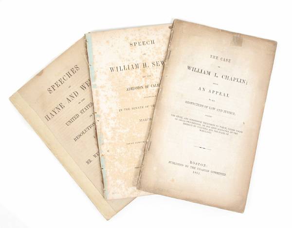 Appraisal: Americana Slavery items including Seward William H Speech on the