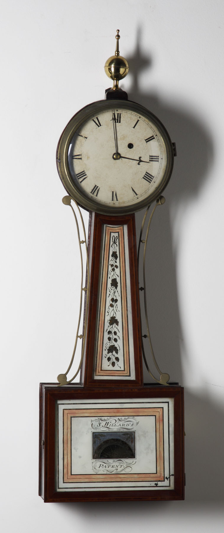 Appraisal: Simon Willard Banjo Clock Mahogany banded case in old finish