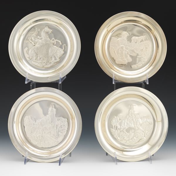 Appraisal: FOUR COMMEMORATIVE STERLING PLATES diameter Four sterling silver limited edition