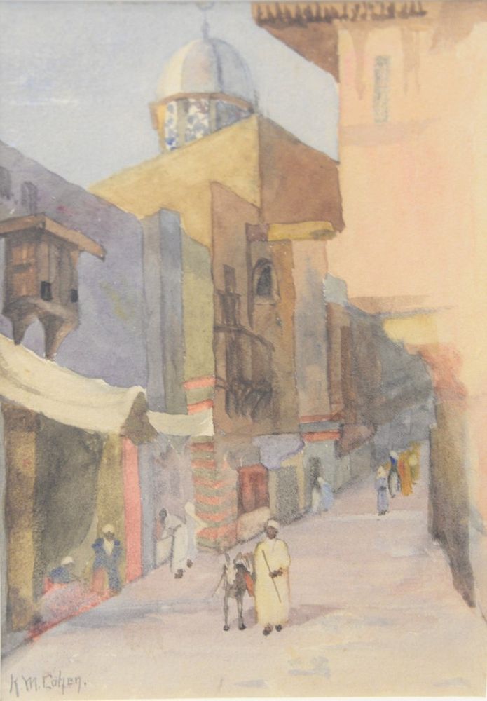 Appraisal: Katherine Myrhilla Cohen - watercolor on paper orientalist street scene