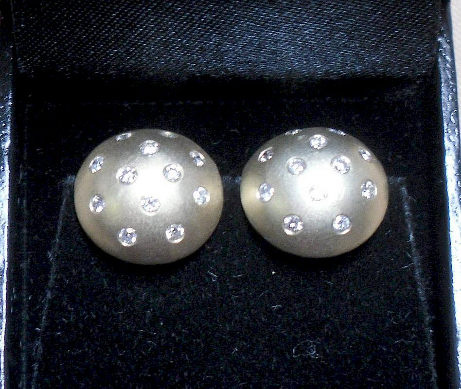 Appraisal: Diamond Button-style Earrings K marked yellow gold Reversible with one