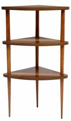 Appraisal: Italian mid-century modern mahogany corner etagere c s having three