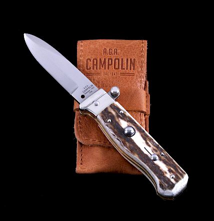 Appraisal: Campolin Stag Horn Italian Switchblade Knife This is an imported