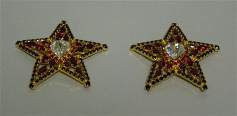 Appraisal: PAIR OF COSTUME EARRINGS Of five point star-shaped centered by