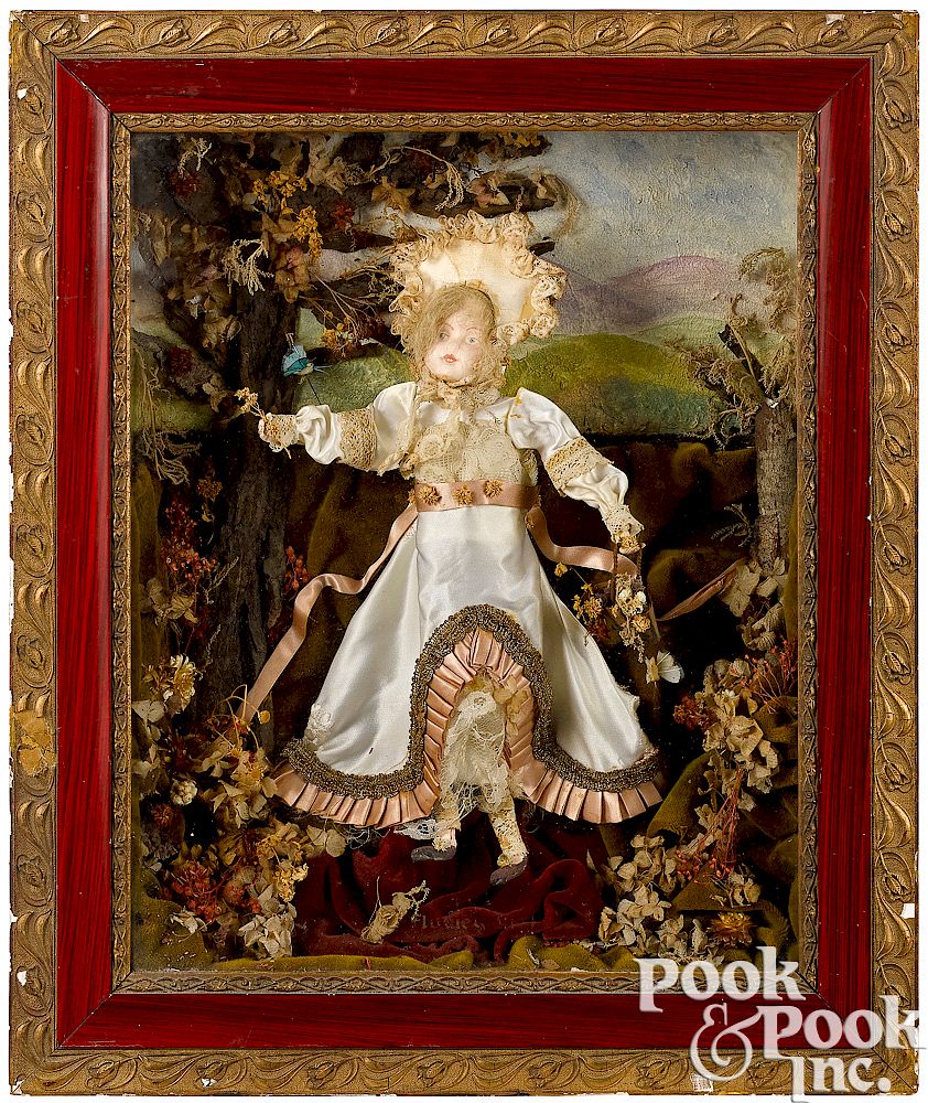 Appraisal: Asprey's musical frame doll automaton diorama Asprey's musical picture frame