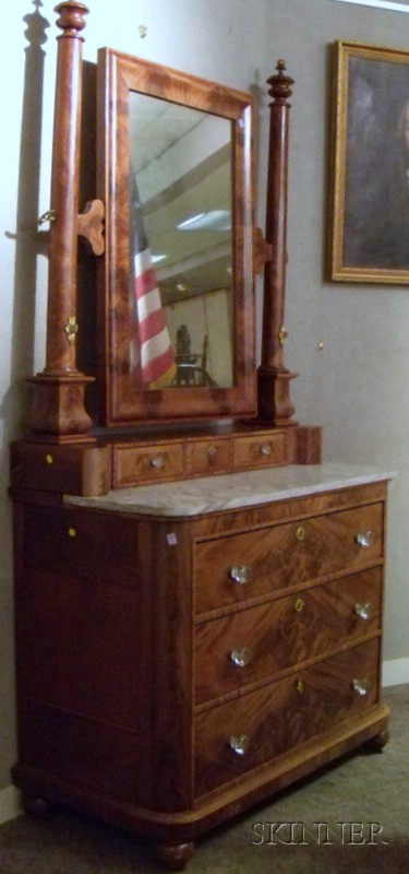 Appraisal: Empire Marble-top Mahogany Veneer Mirrored Dresser