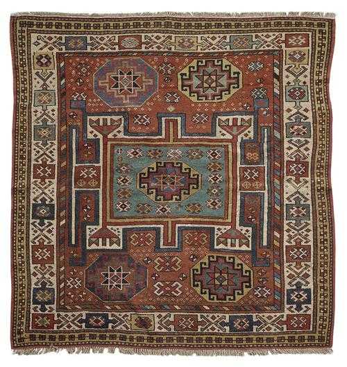 Appraisal: KURDE antique Rust coloured ground decorated with Memling guls white