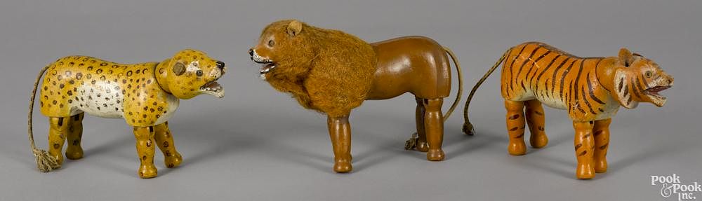 Appraisal: Three Schoenhut painted wood animals with glass eyes to include