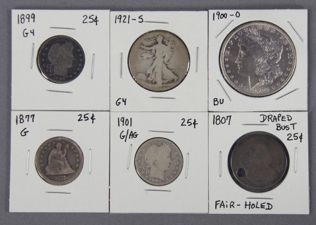 Appraisal: Silver LotIncluding Draped Bust Quarter grades Fair - strong date