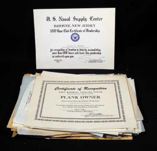 Appraisal: Pcs UNITED STATES NAVAL DEPARTMENT CORRESPONDENCE s s Commendation Certificate