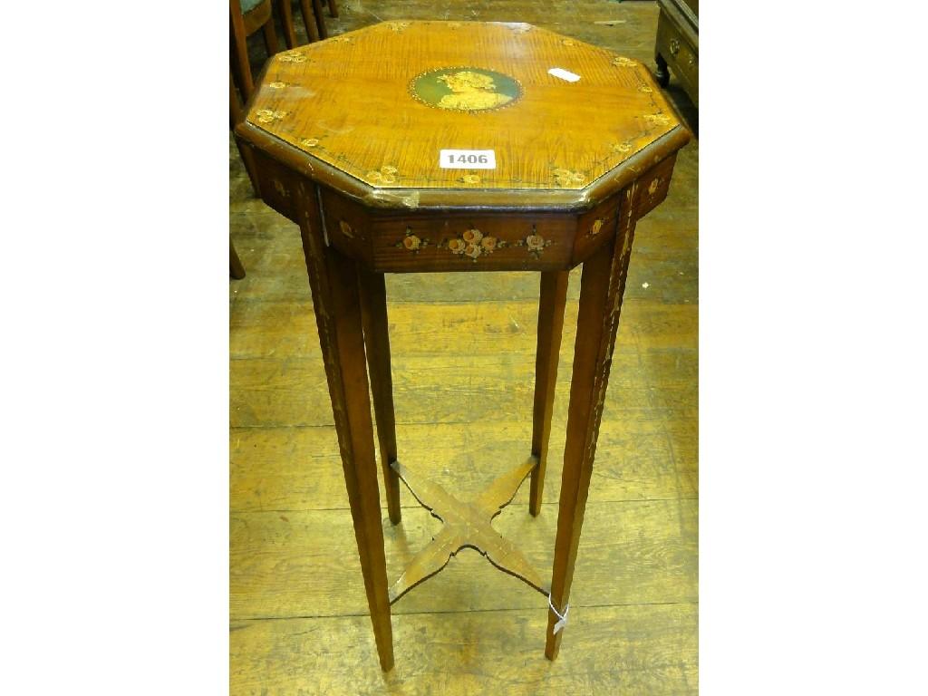 Appraisal: An Edwardian satin wood occasional table of octagonal form with