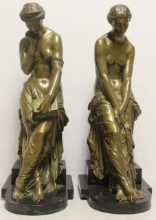 Appraisal: Large and Impressive Bronze Sculptures Great quality bronzes on marble