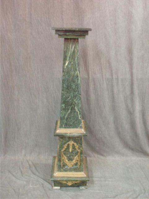 Appraisal: Green Marble Gilt Bronze Pedestal From a Long Island home