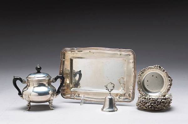 Appraisal: A group of silver table articles Comprising standard shaped rectangular