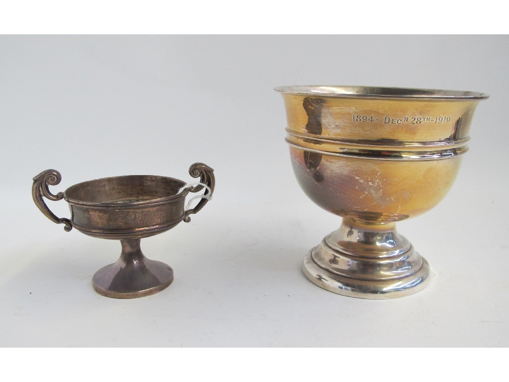 Appraisal: Lot comprising silver pedestal bowl and a silver trophy cup