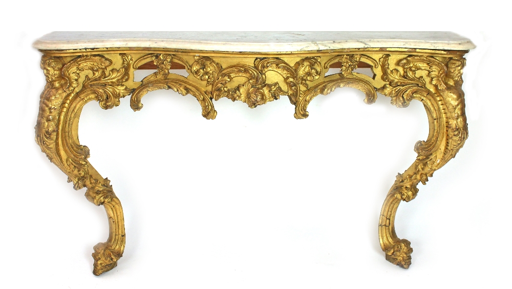 Appraisal: A th century console table the serpentine white marble top