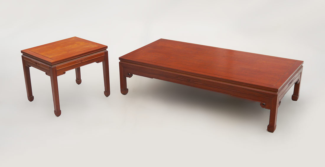 Appraisal: ORIENTAL COFFEE AND SIDE TABLE Believed to be Teakwood Coffee