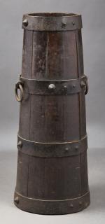 Appraisal: French Carved Oak Tall Barrel th c with hamme French