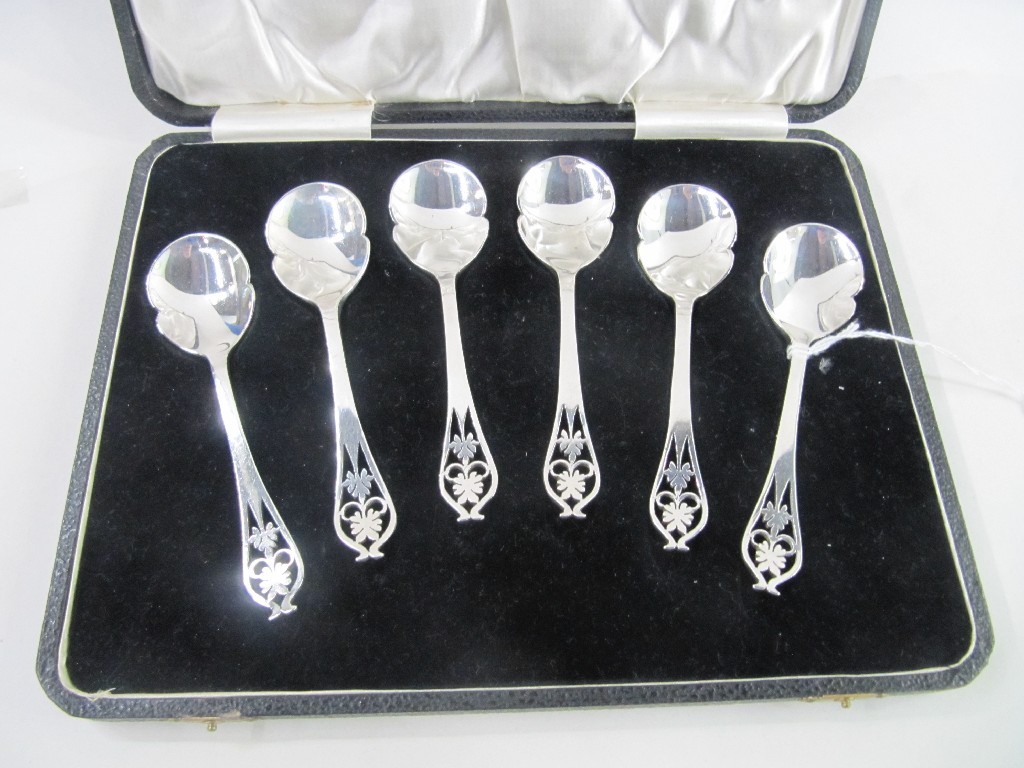 Appraisal: Cased set of six silver dessert spoons Sheffield