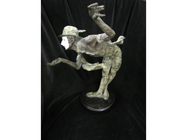 Appraisal: Bronze Statue of a Mime black marble base fine patina