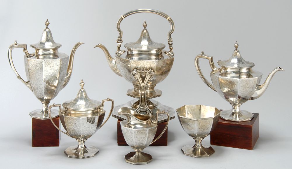 Appraisal: SIX-PIECE STERLING SILVER TEA AND COFFEE SERVICE th CenturyBy Roger