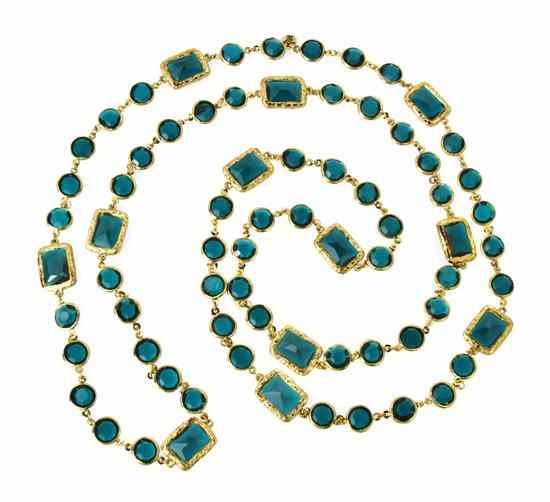 Appraisal: A Chanel Turquoise Chiclet Sautoir Stamped Chanel