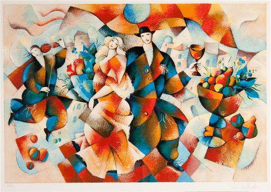 Appraisal: Galina Datloof-Mazin Israeli b Village Celebration color lithograph ed signed