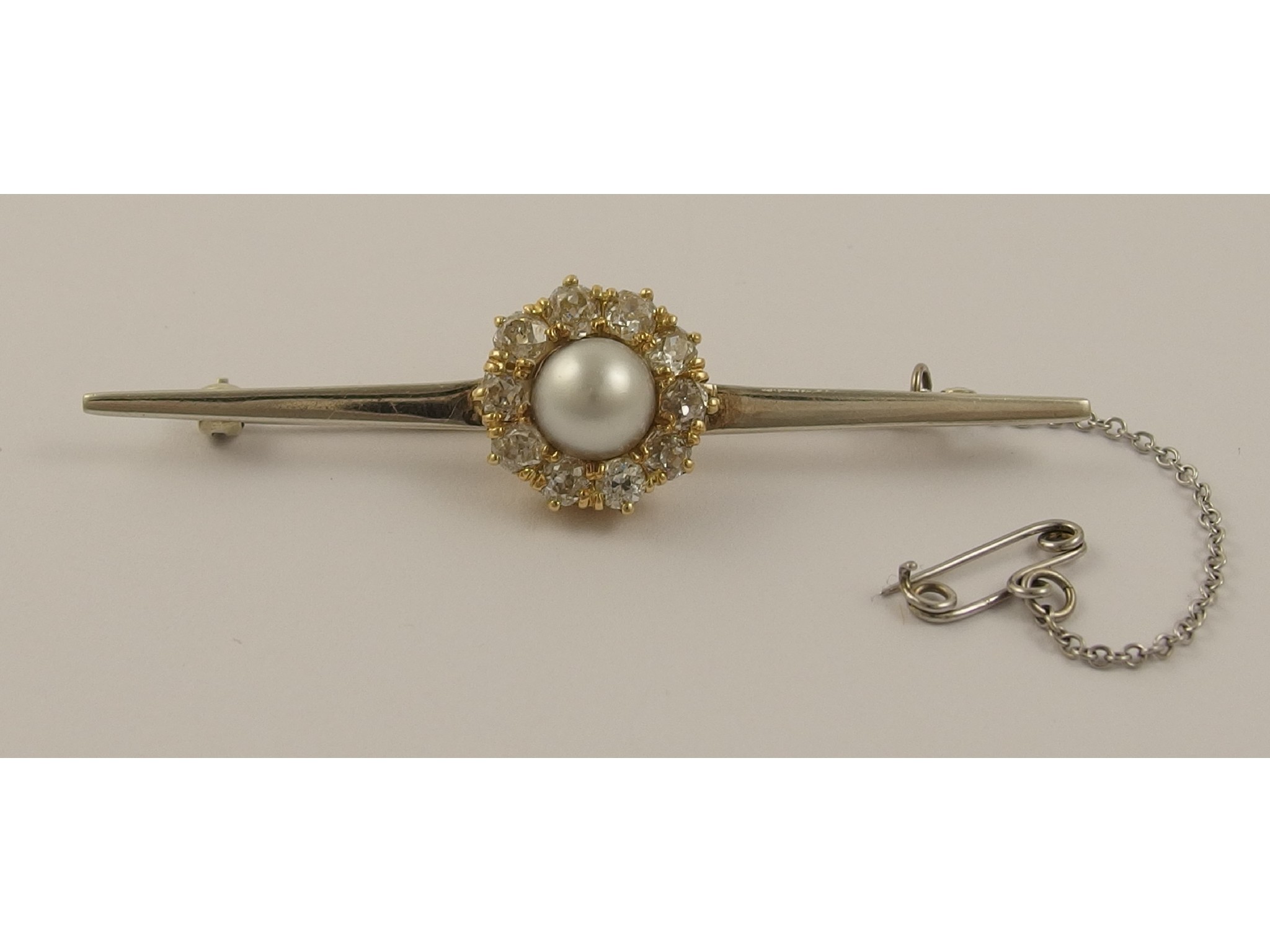 Appraisal: An old cut diamond and pearl broochin the shape of