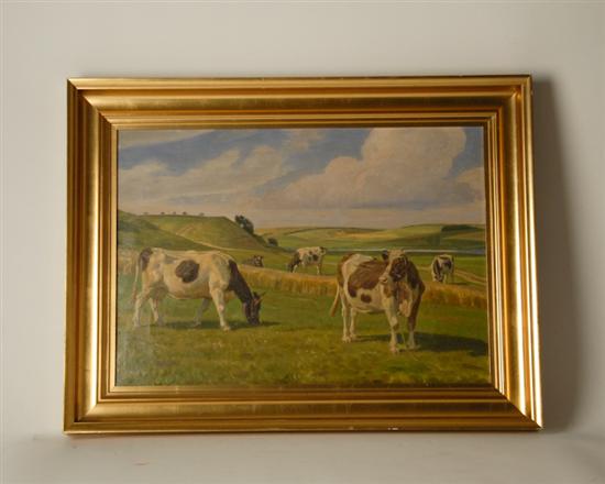 Appraisal: Rasmus Christiansen - Denmark Cows in a Field an oil