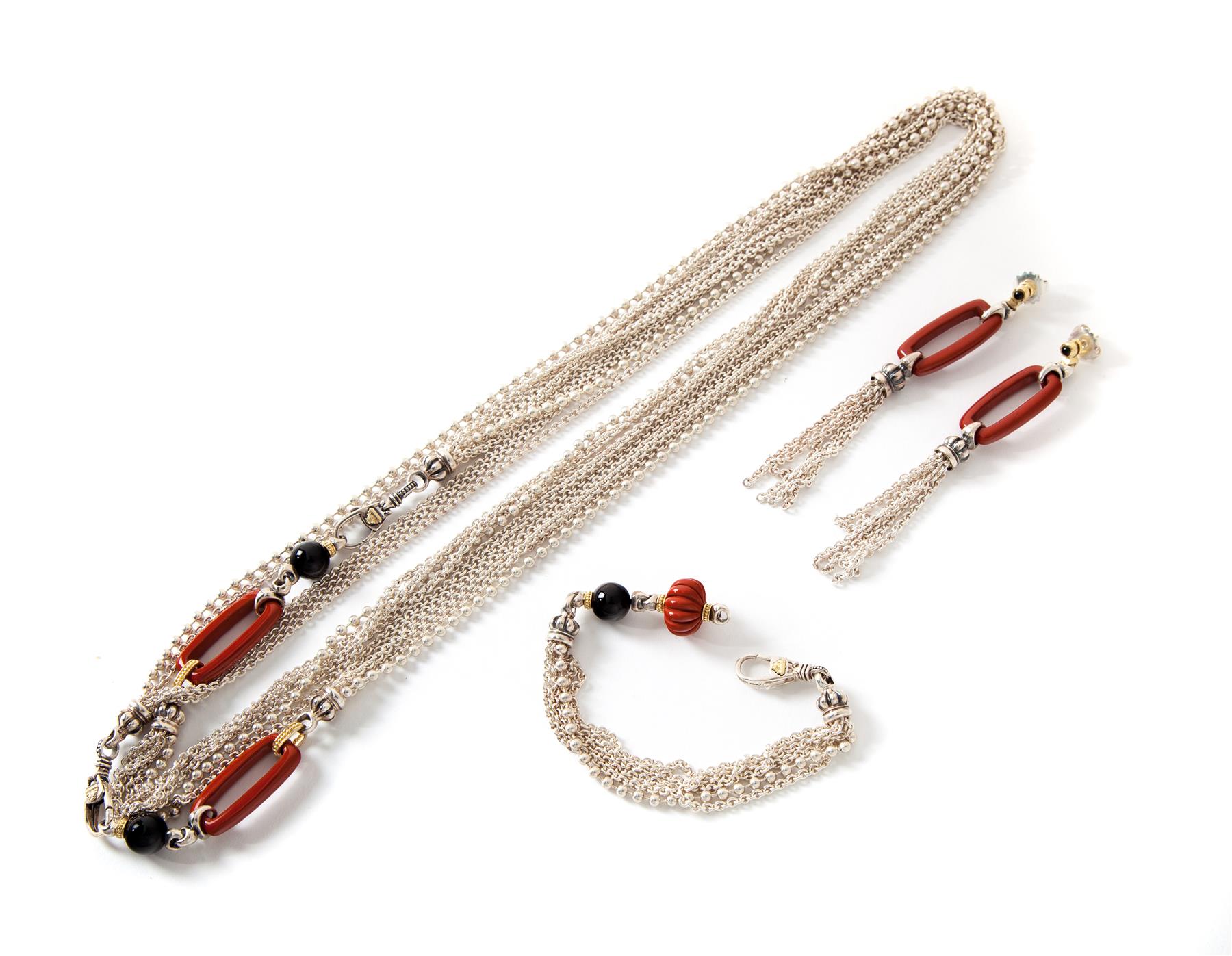 Appraisal: LAGOS NECKLACE BRACELET AND EARRINGS American st century From the