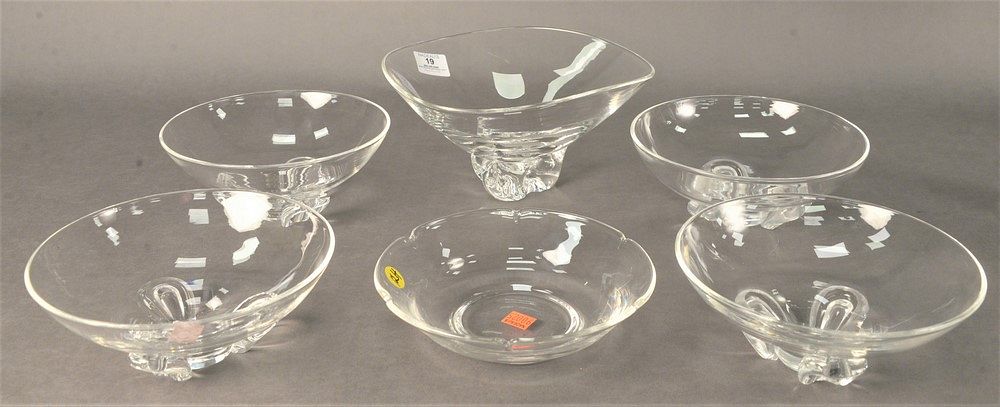 Appraisal: Group of Six Steuben Crystal Bowls five having footed bases