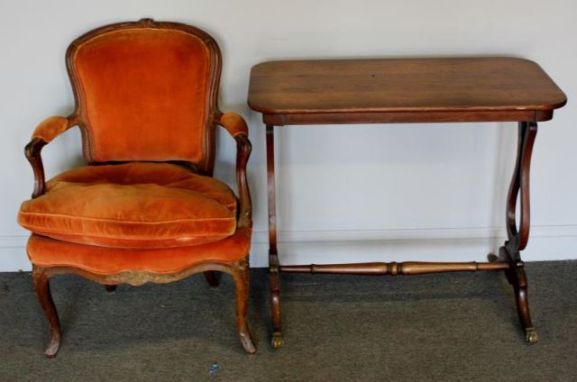 Appraisal: Antique Furniture Lot Includes a Regency lyre side table and