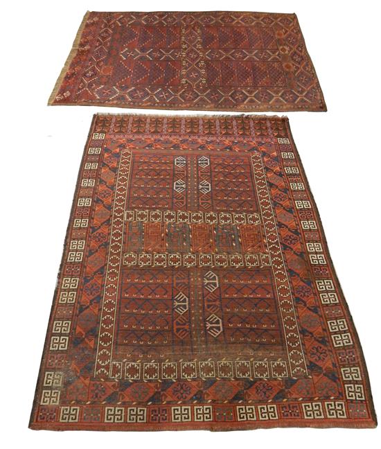 Appraisal: RUGS Two Semi-Antique Bokhara scatter rugs both with brick red