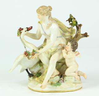 Appraisal: Meissen figural group Meissen figural group depicting Leda and a