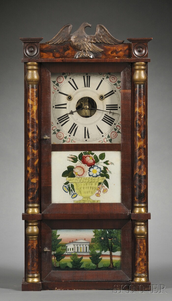 Appraisal: Forestville Manufacturing Company Miniature Triple Decker Shelf Clock Bristol Connecticut