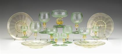 Appraisal: Suite of green and yellow Venetian glass early th century