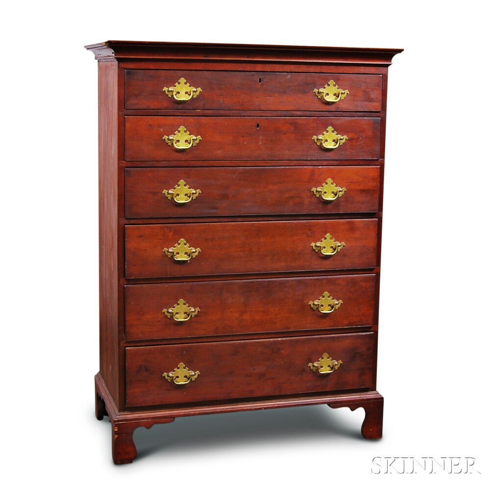 Appraisal: Chippendale Cherry Tall Chest New England th century the case