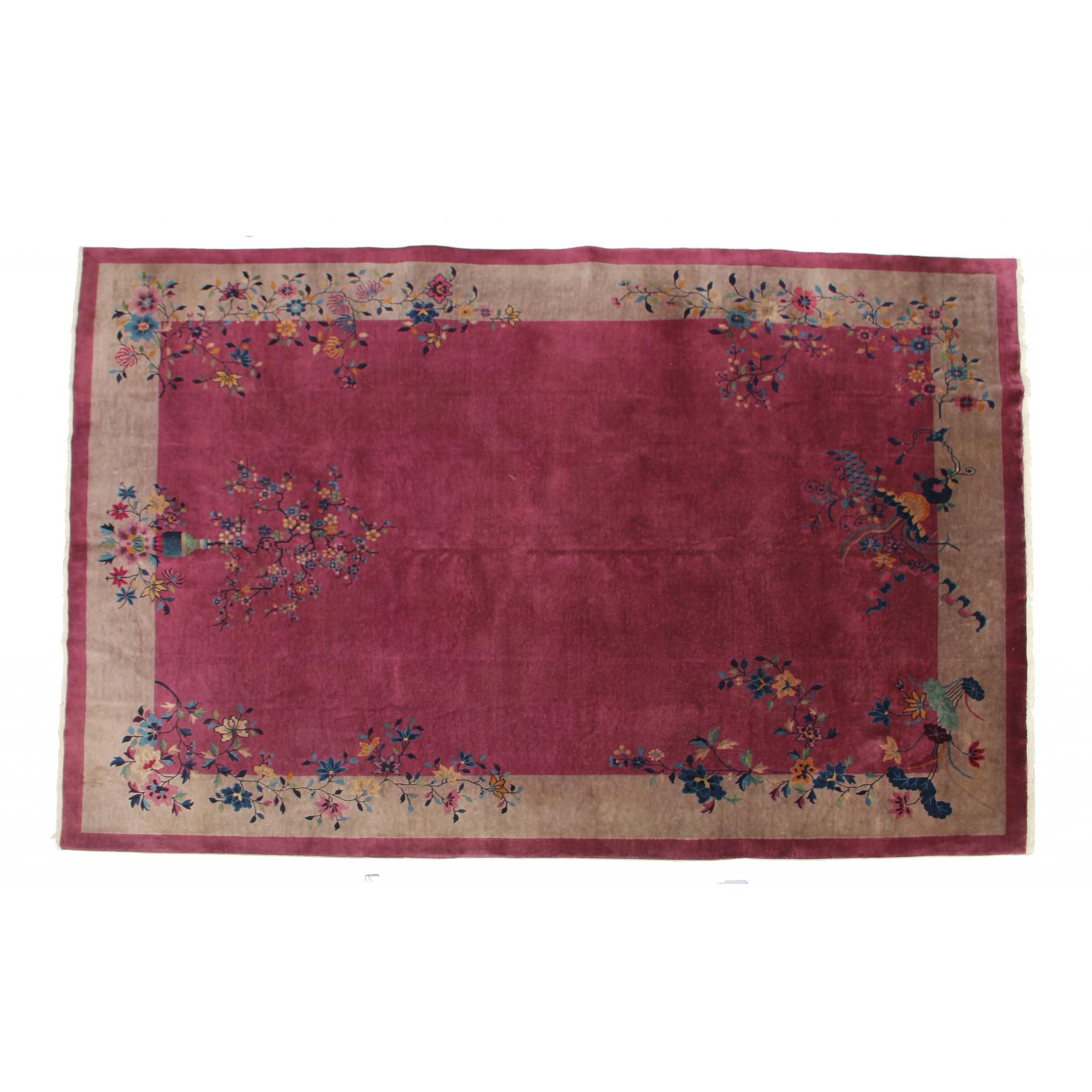 Appraisal: Art Deco Chinese Rug circa s the open wine field