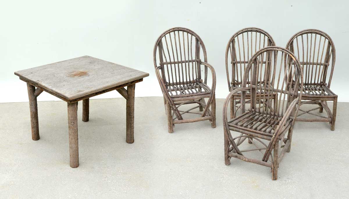 Appraisal: LA LUNE RUSTIC ADIRONDACK TABLE CHAIRS piece total by La