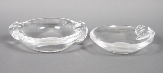 Appraisal: Two Steuben crystal candy dishes both with round bodies one