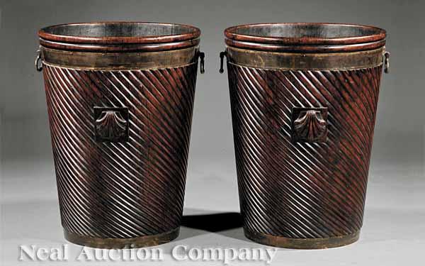 Appraisal: A Very Large Pair of Irish Carved Mahogany Brass-Bound Peat