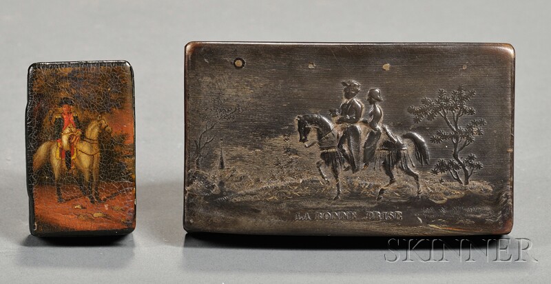 Appraisal: Two French Snuff Boxes early th century rectangular boxes with